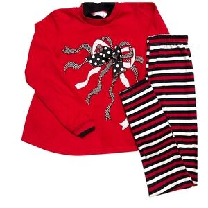 CO-STAR Red Black‎ Bow Sweatshirt Legging set Polka Dot Funky Chic 14 XL kids